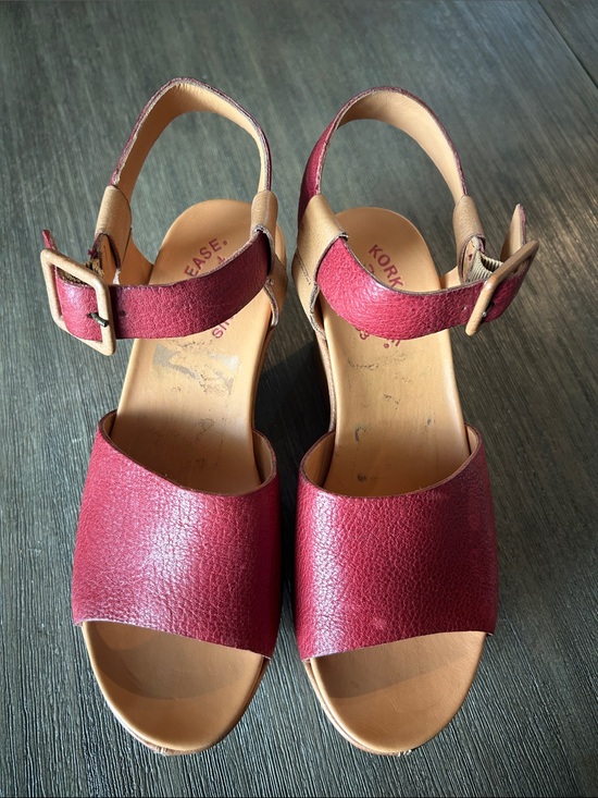 Kork-Ease Shoes - Kork Ease Size 7 Keirn Ankle Strap Platform Wedge Leather Sandal.
